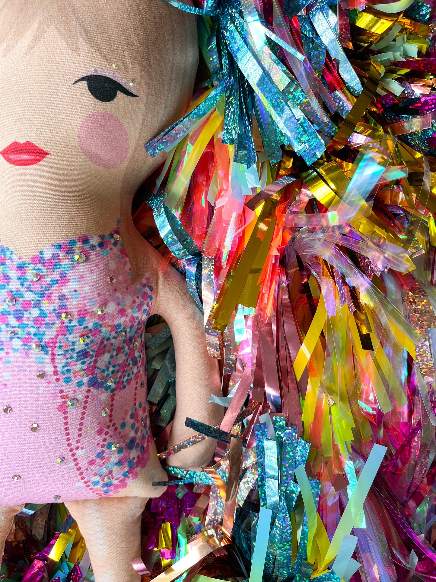 the unstuffed lover doll in pink and blue