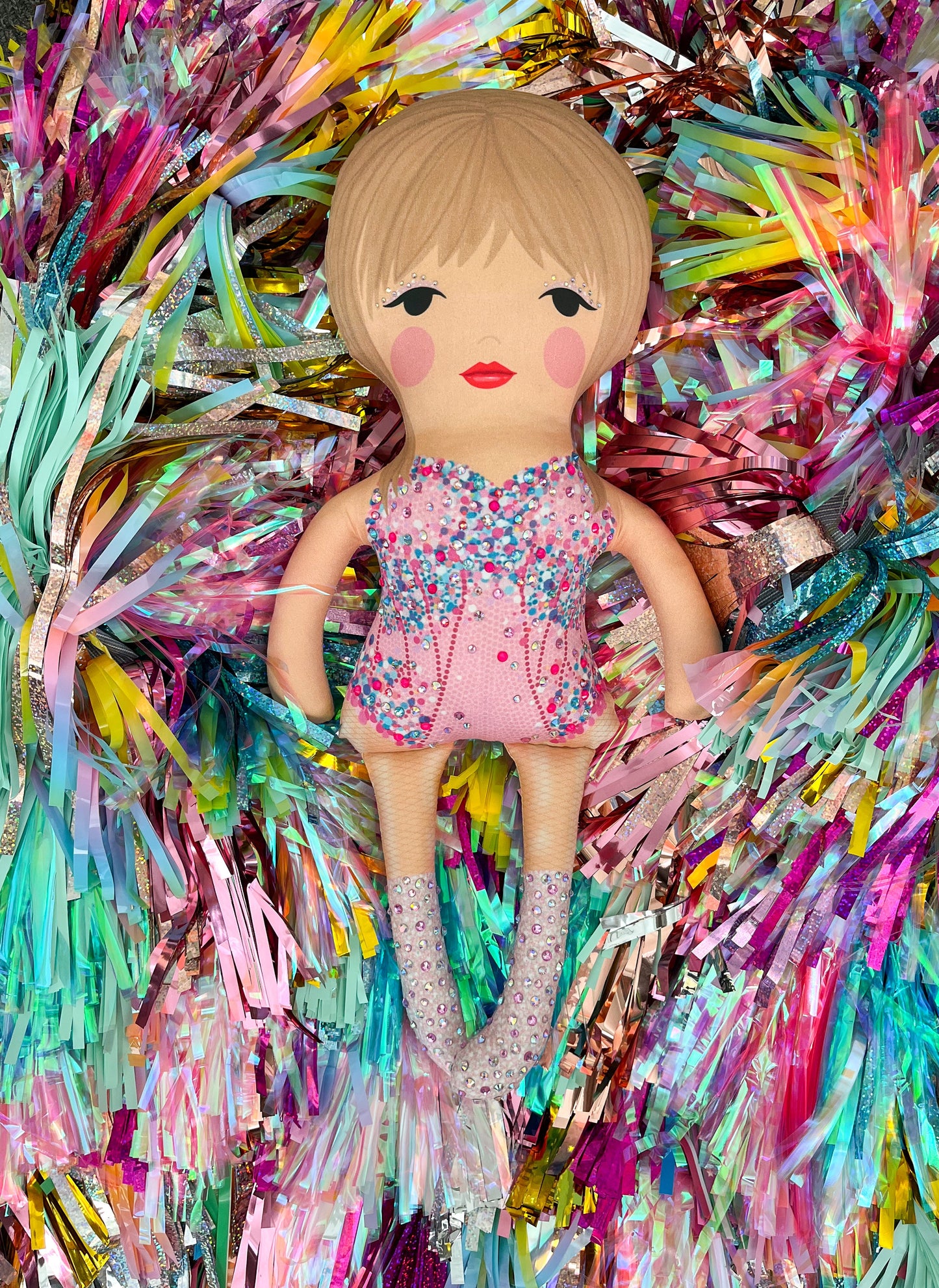 the unstuffed lover doll in pink and blue