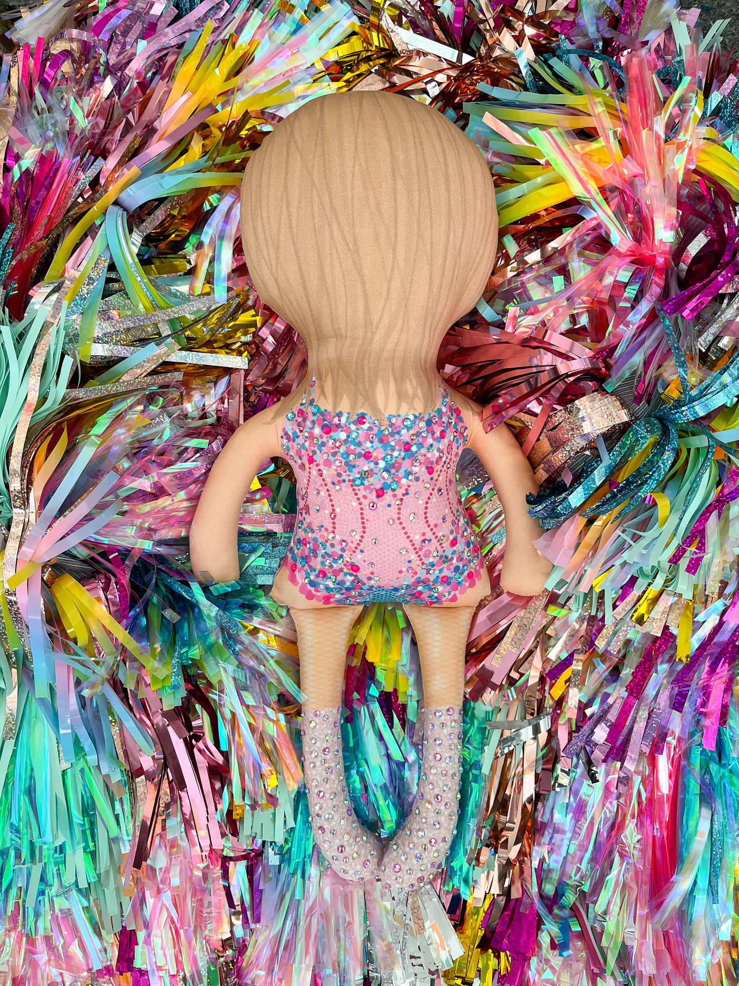 the unstuffed lover doll in pink and blue
