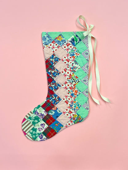 vintage quilt christmas stocking no.21