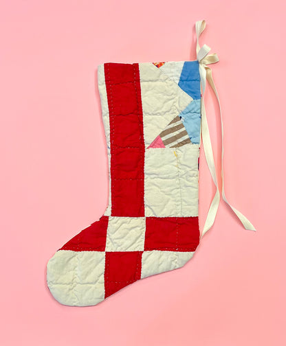 vintage quilt christmas stocking no.36