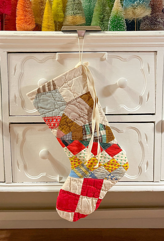 vintage quilt christmas stocking no.13