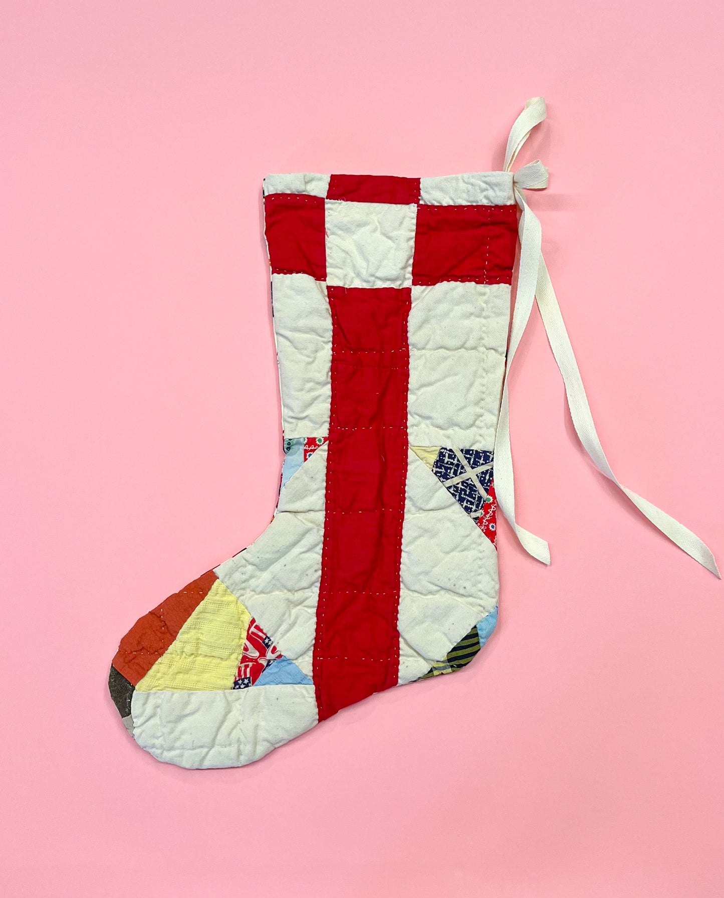 vintage quilt christmas stocking no.32
