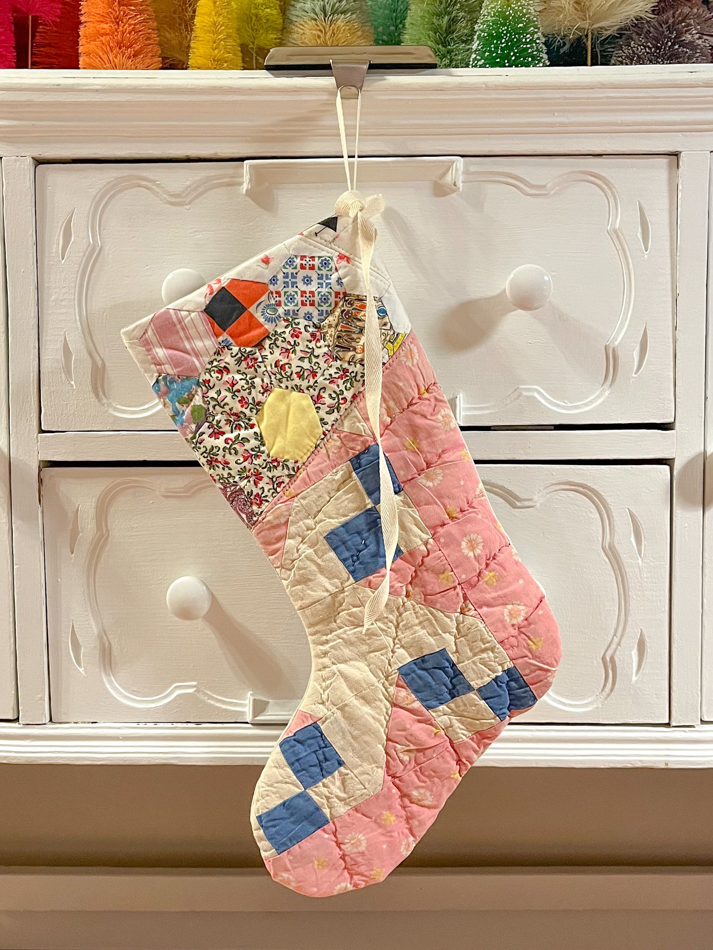vintage quilt christmas stocking no.7