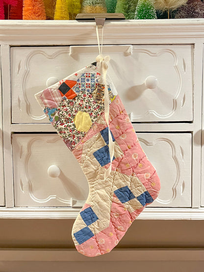 vintage quilt christmas stocking no.7