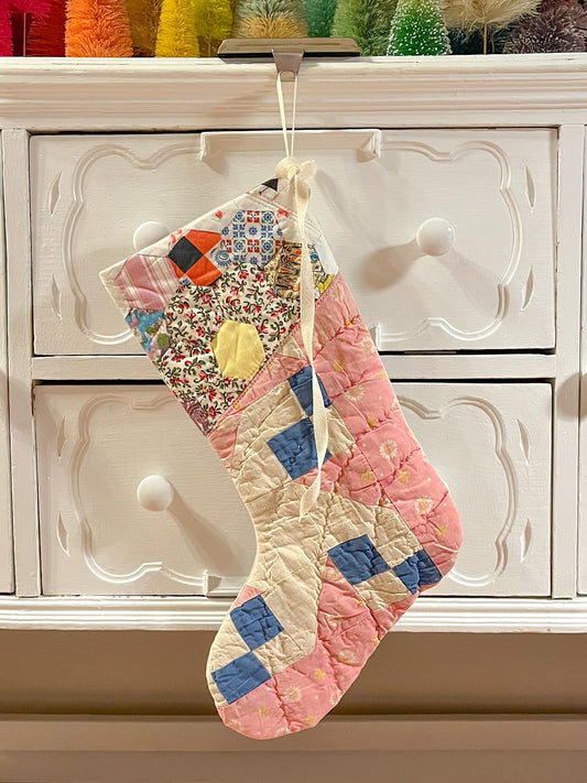 vintage quilt christmas stocking no.7
