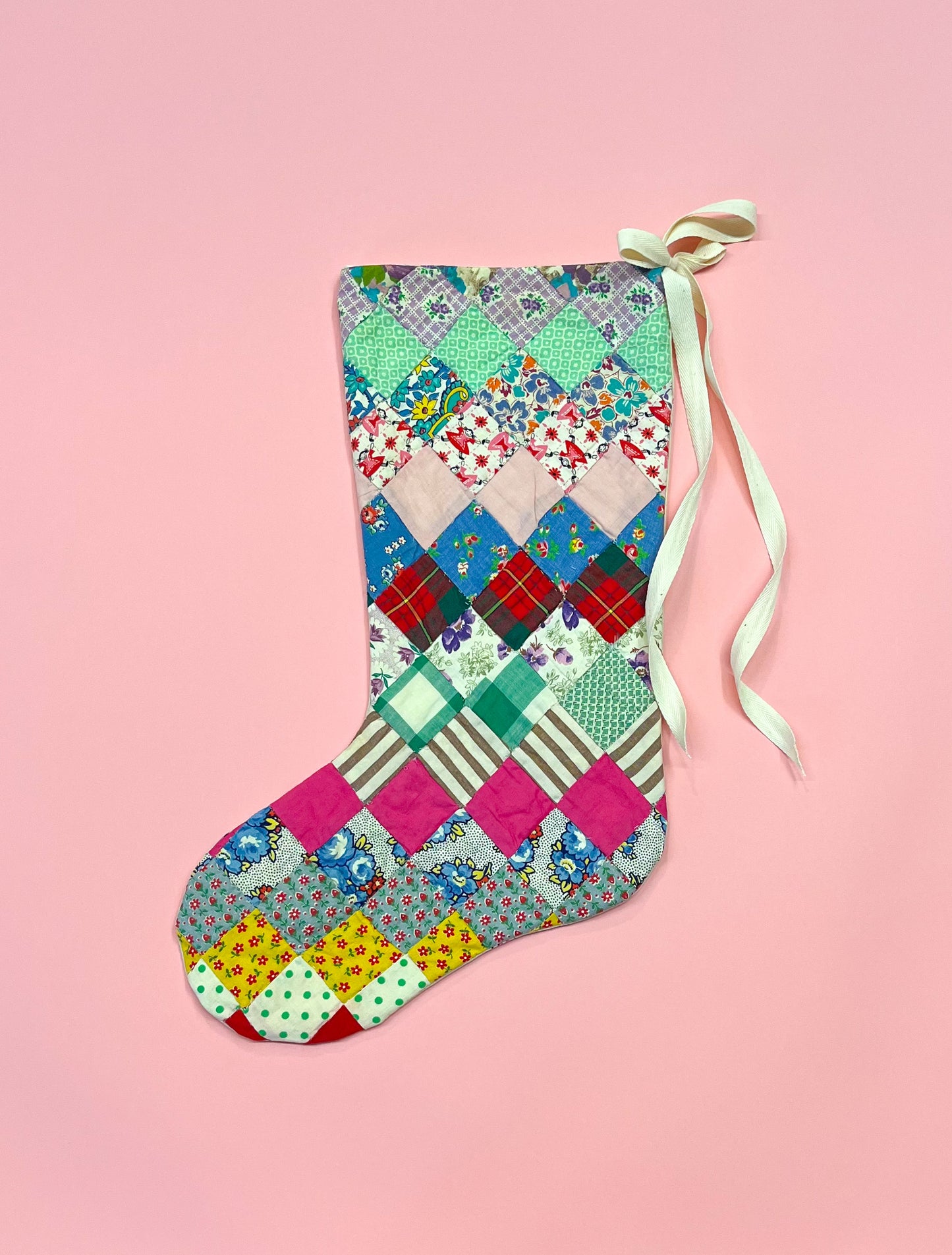vintage quilt christmas stocking no.19