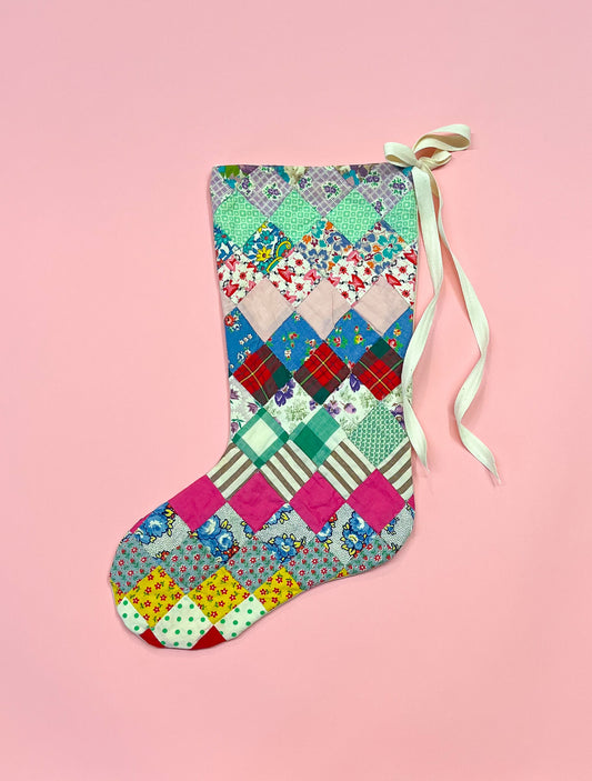 vintage quilt christmas stocking no.19