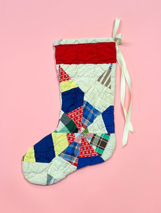 vintage quilt christmas stocking no.41