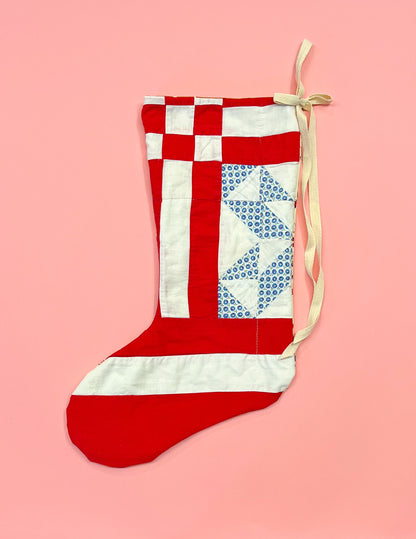 vintage quilt christmas stocking no.45