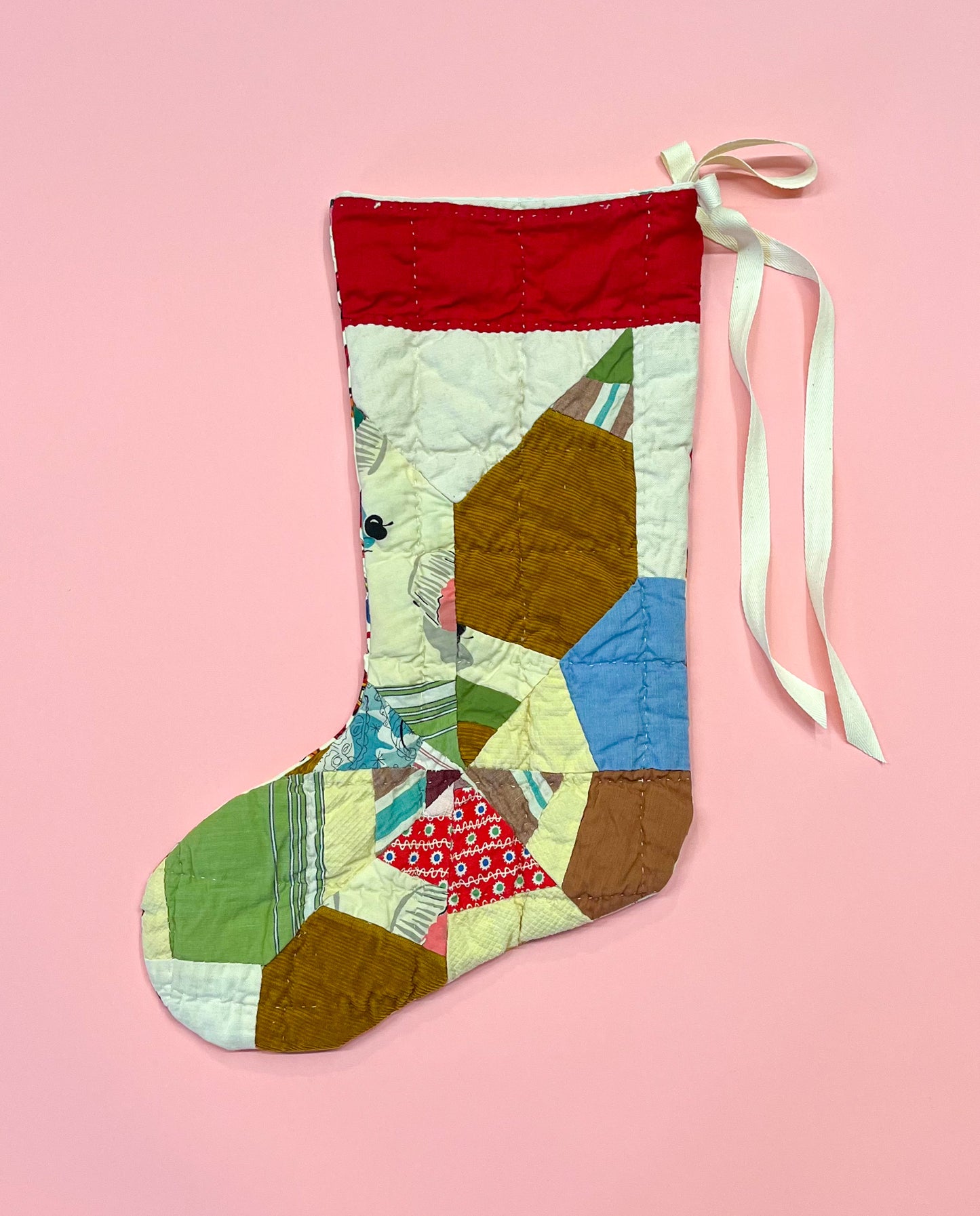 vintage quilt christmas stocking no.28