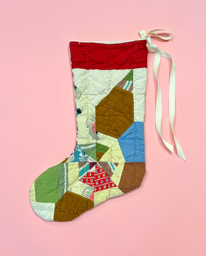 vintage quilt christmas stocking no.28