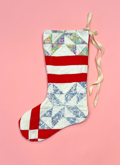 vintage quilt christmas stocking no.46