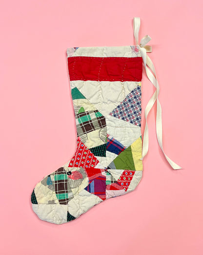 vintage quilt christmas stocking no.37