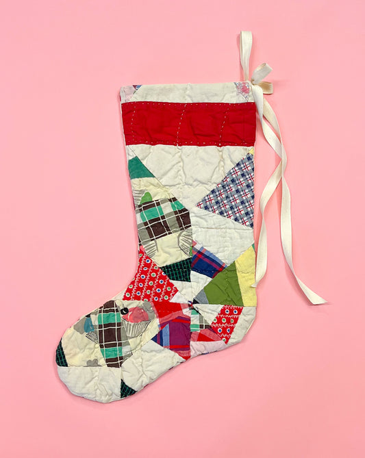 vintage quilt christmas stocking no.37