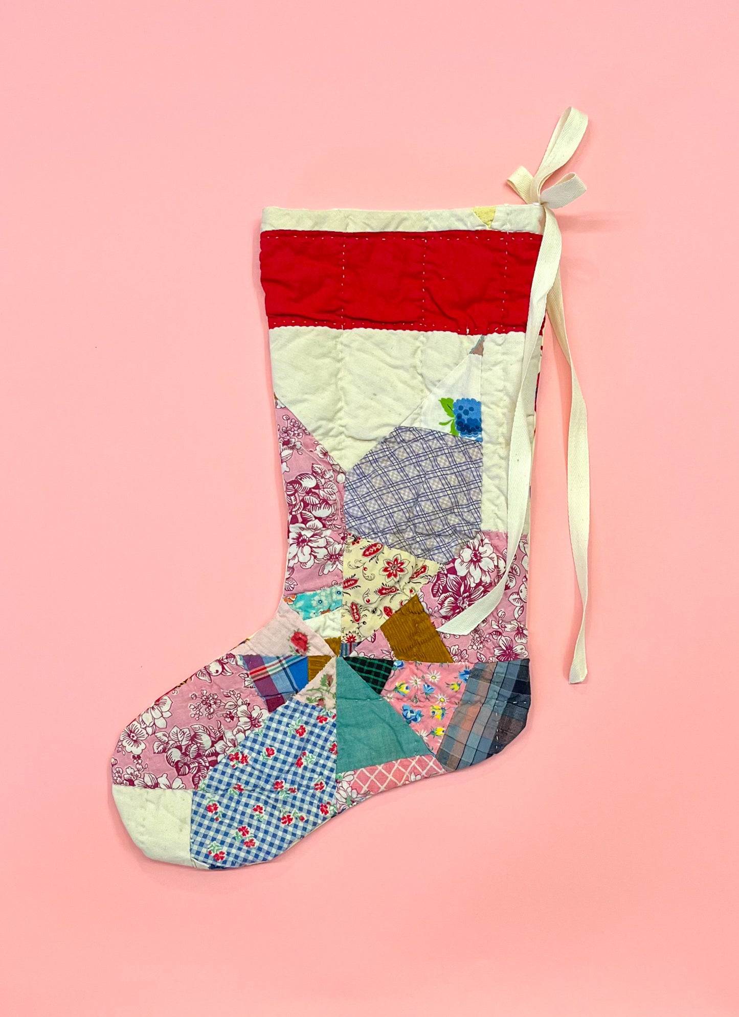 vintage quilt christmas stocking no.39