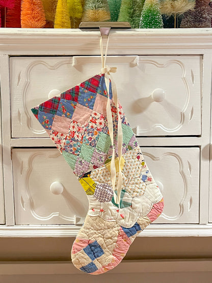 vintage quilt christmas stocking no.5