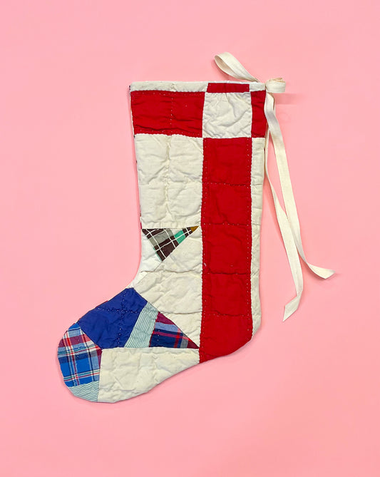 vintage quilt christmas stocking no.35