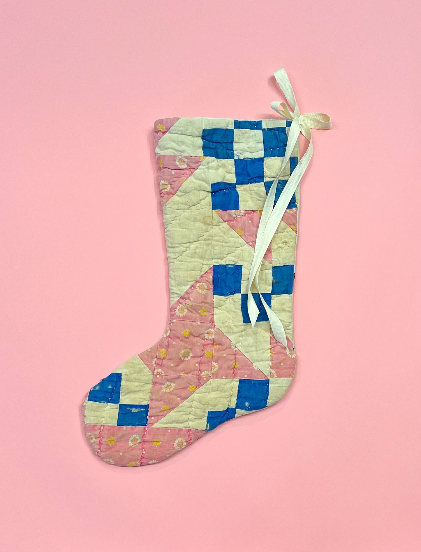 vintage quilt christmas stocking no.16