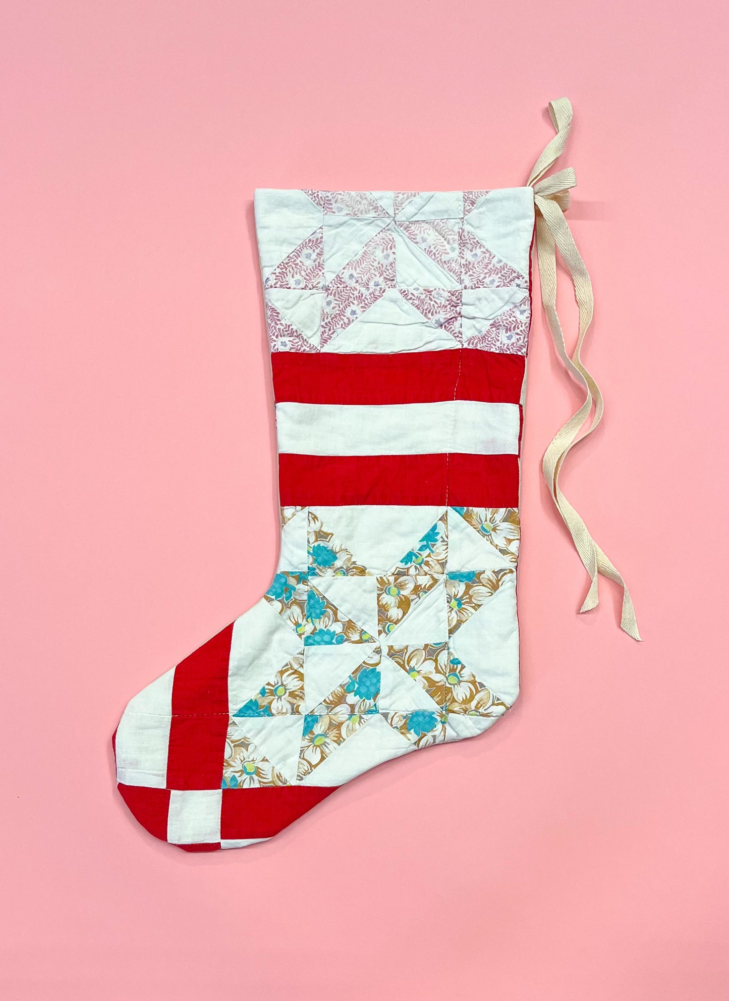 vintage quilt christmas stocking no.47