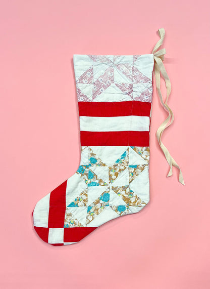 vintage quilt christmas stocking no.47