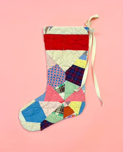 vintage quilt christmas stocking no.38