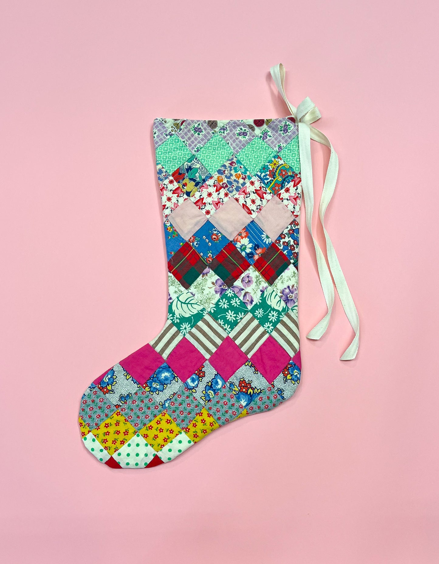 vintage quilt christmas stocking no.22