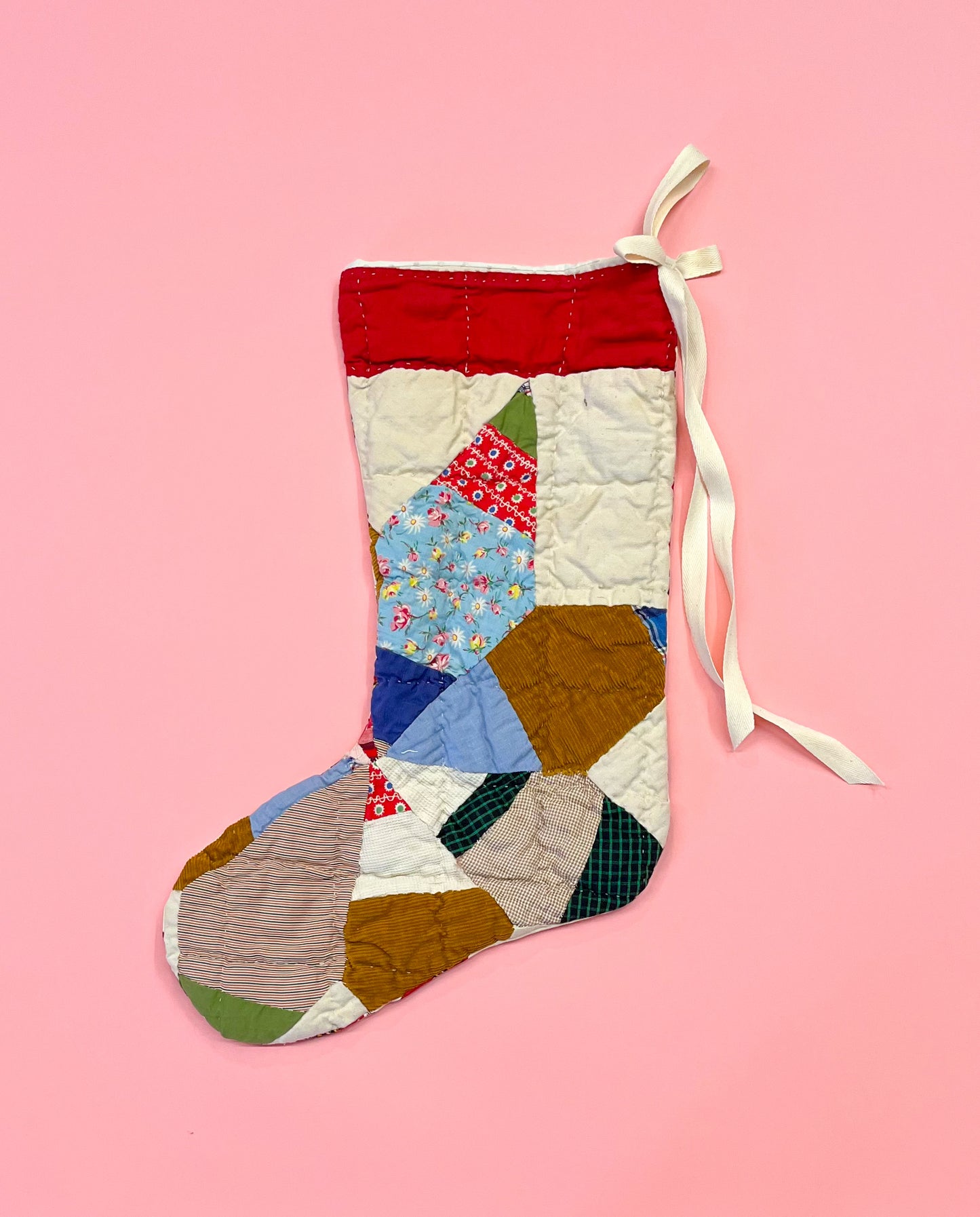vintage quilt christmas stocking no.31