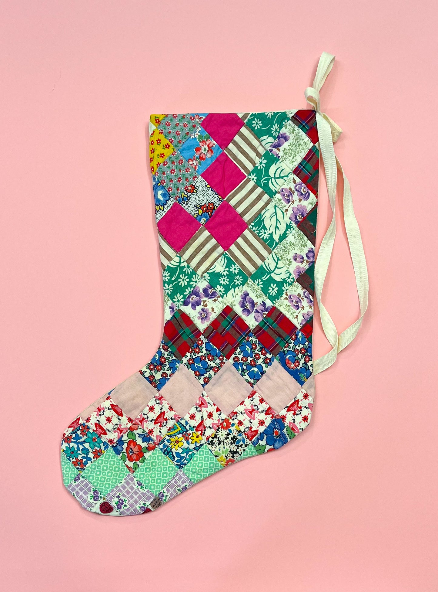 vintage quilt christmas stocking no.26