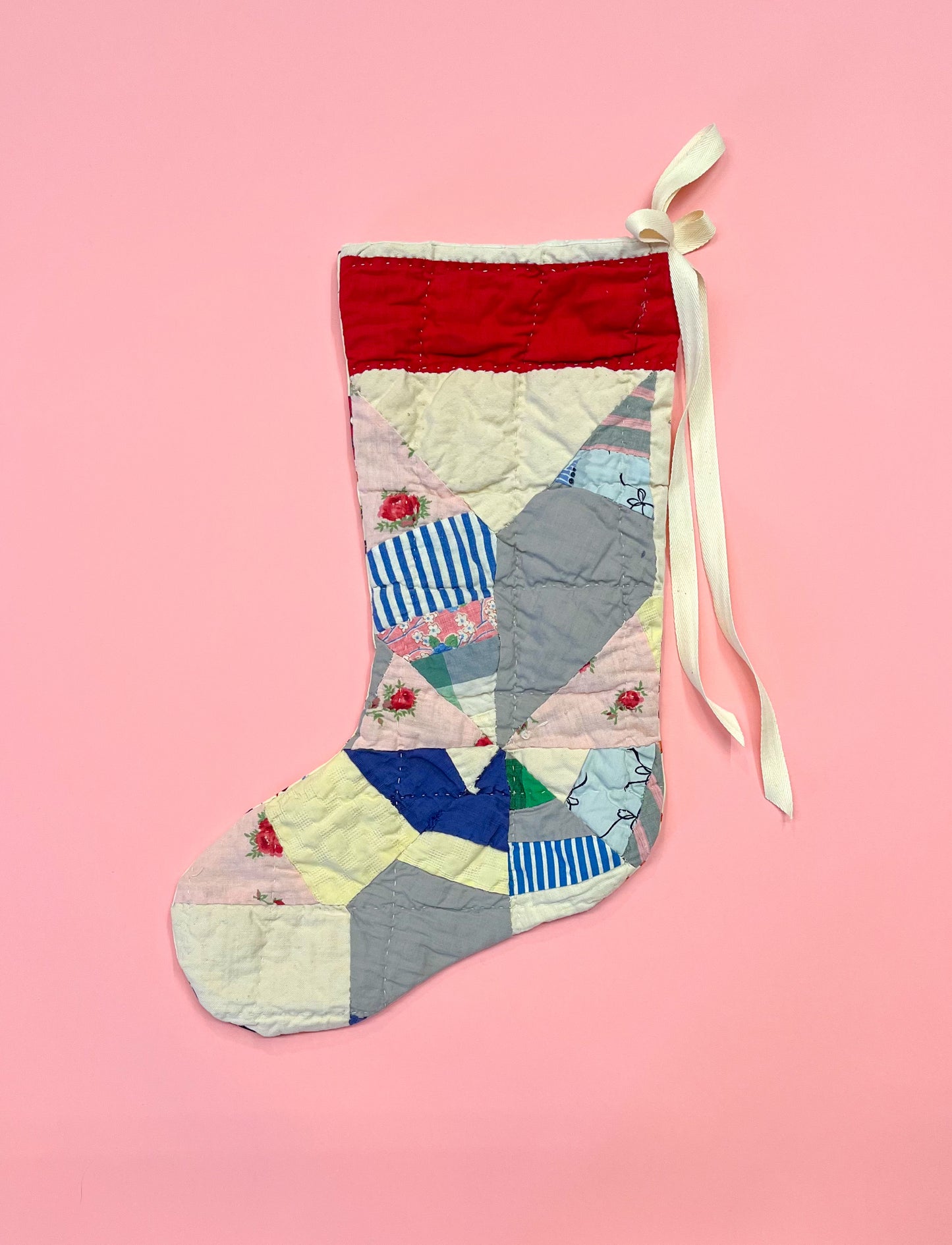 vintage quilt christmas stocking no.27