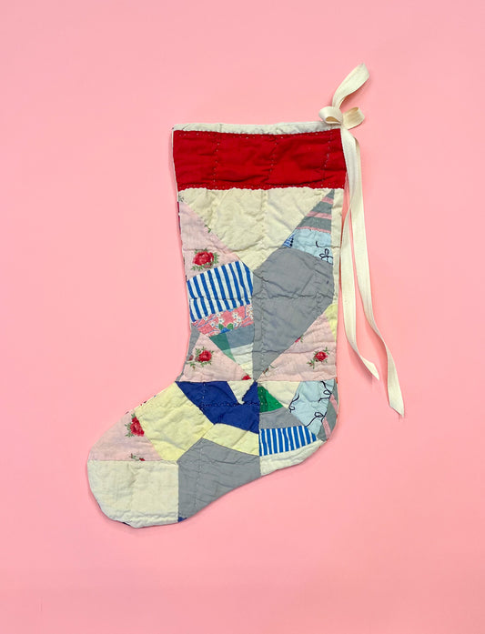 vintage quilt christmas stocking no.27