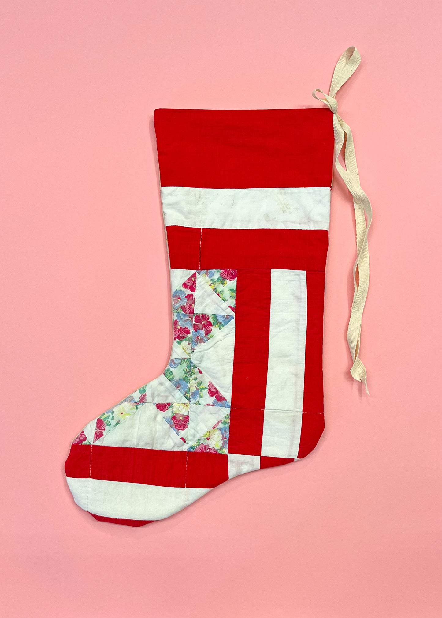 vintage quilt christmas stocking no.48