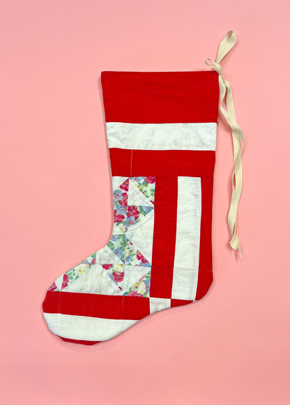 vintage quilt christmas stocking no.48