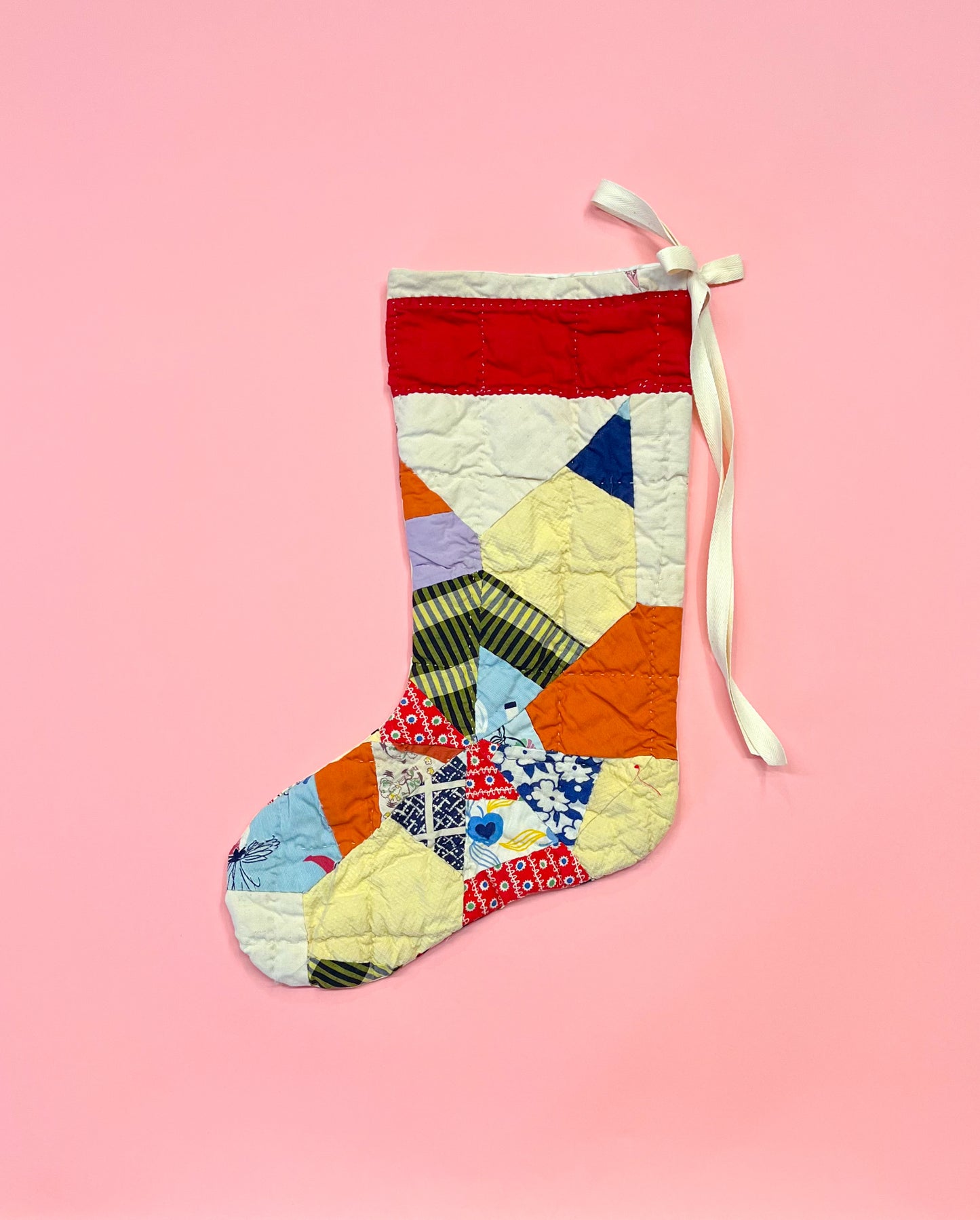 vintage quilt christmas stocking no.30