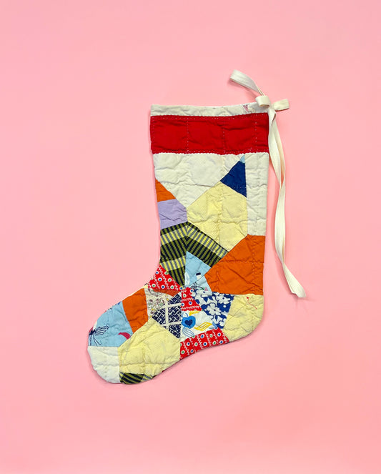vintage quilt christmas stocking no.30