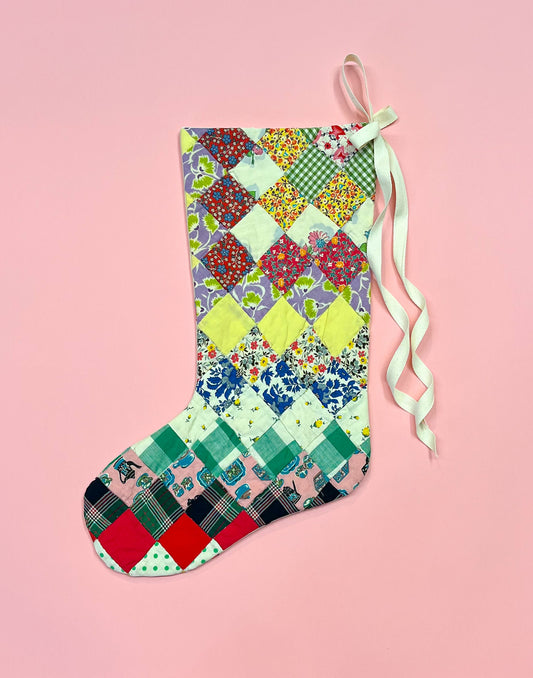 vintage quilt christmas stocking no.23