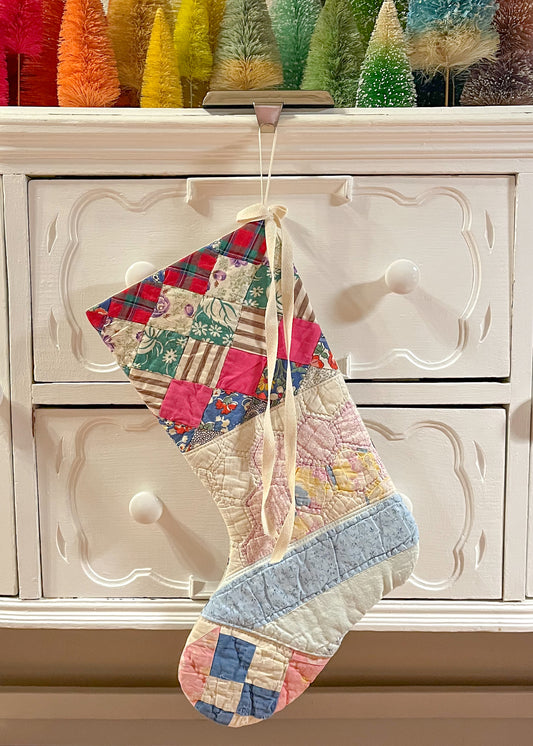 vintage quilt christmas stocking no.3