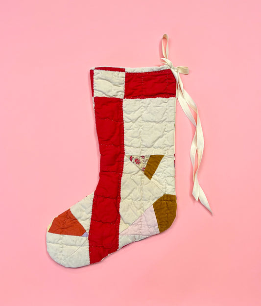 vintage quilt christmas stocking no.33