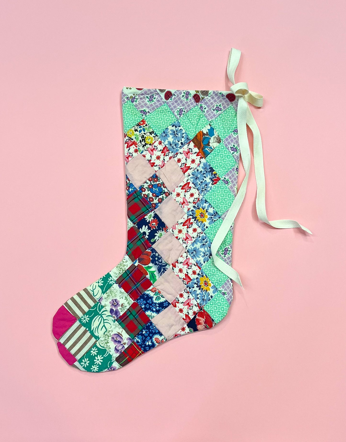vintage quilt christmas stocking no.24