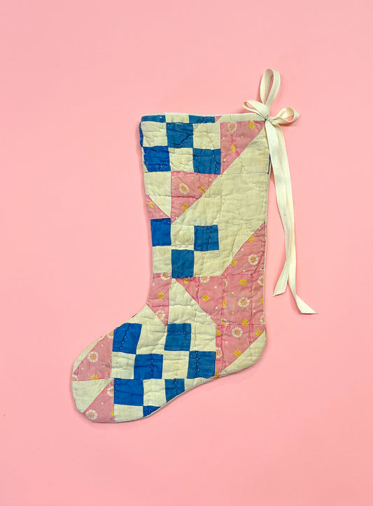 vintage quilt christmas stocking no.15