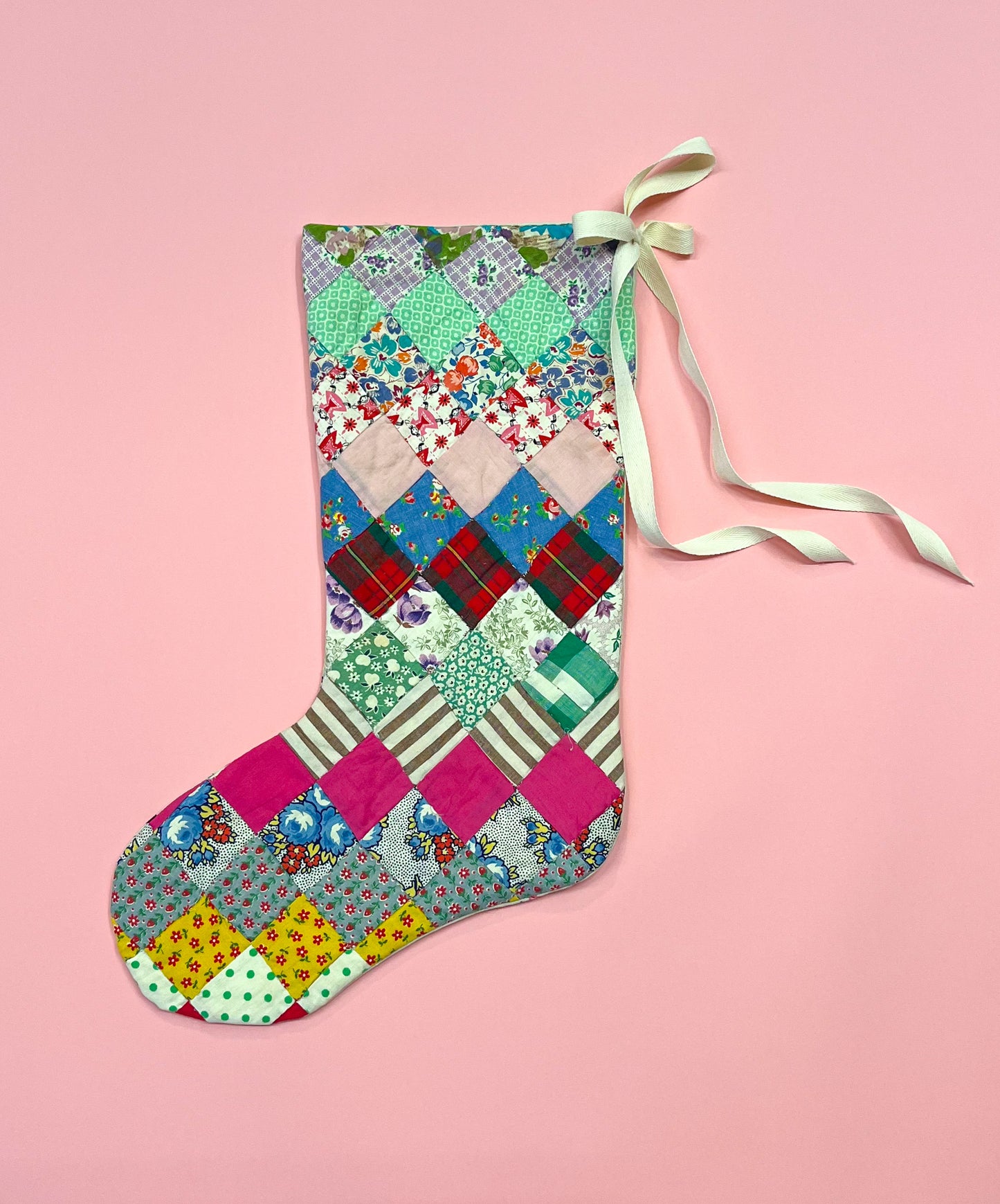 vintage quilt christmas stocking no.18