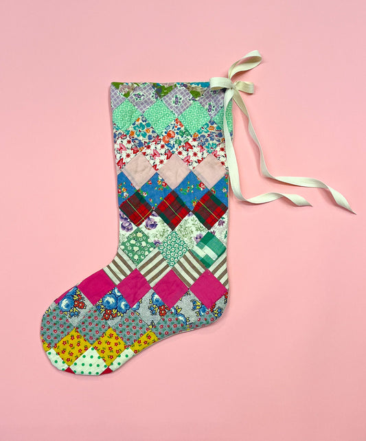 vintage quilt christmas stocking no.18