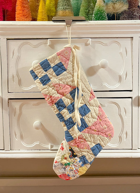 vintage quilt christmas stocking no.14