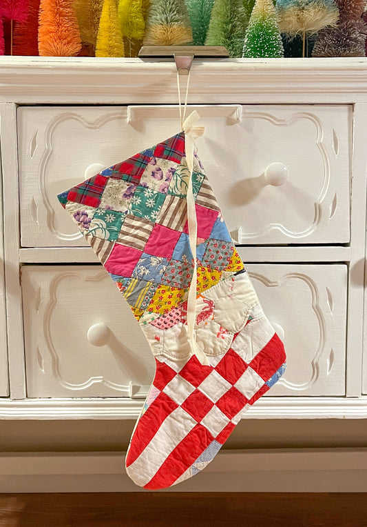 vintage quilt christmas stocking no.12