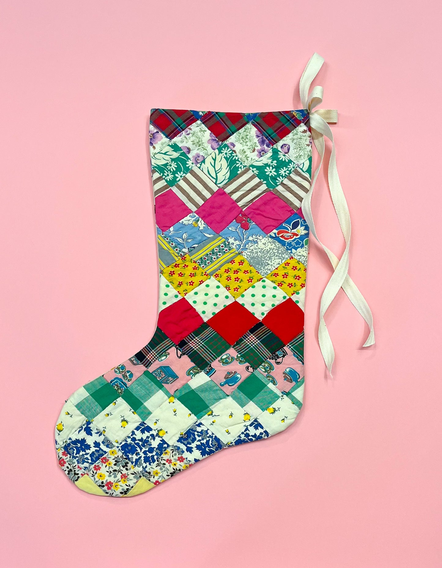 vintage quilt christmas stocking no.25