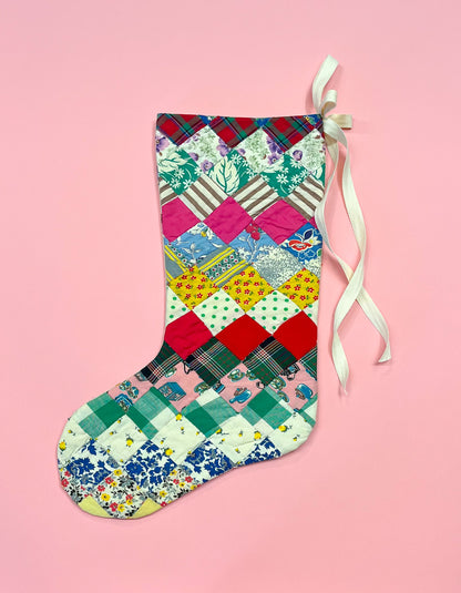 vintage quilt christmas stocking no.25