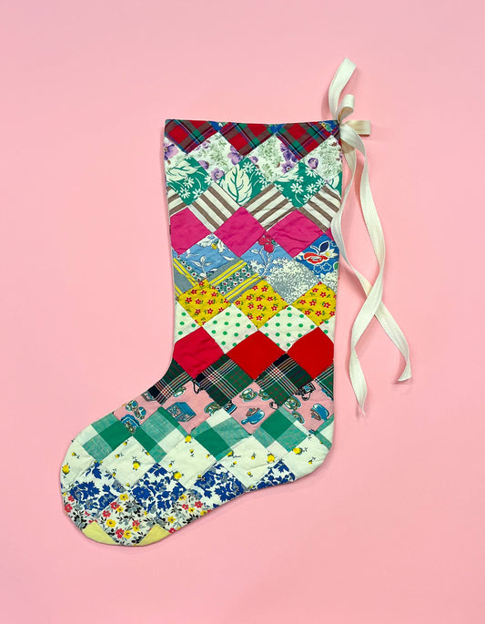 vintage quilt christmas stocking no.25