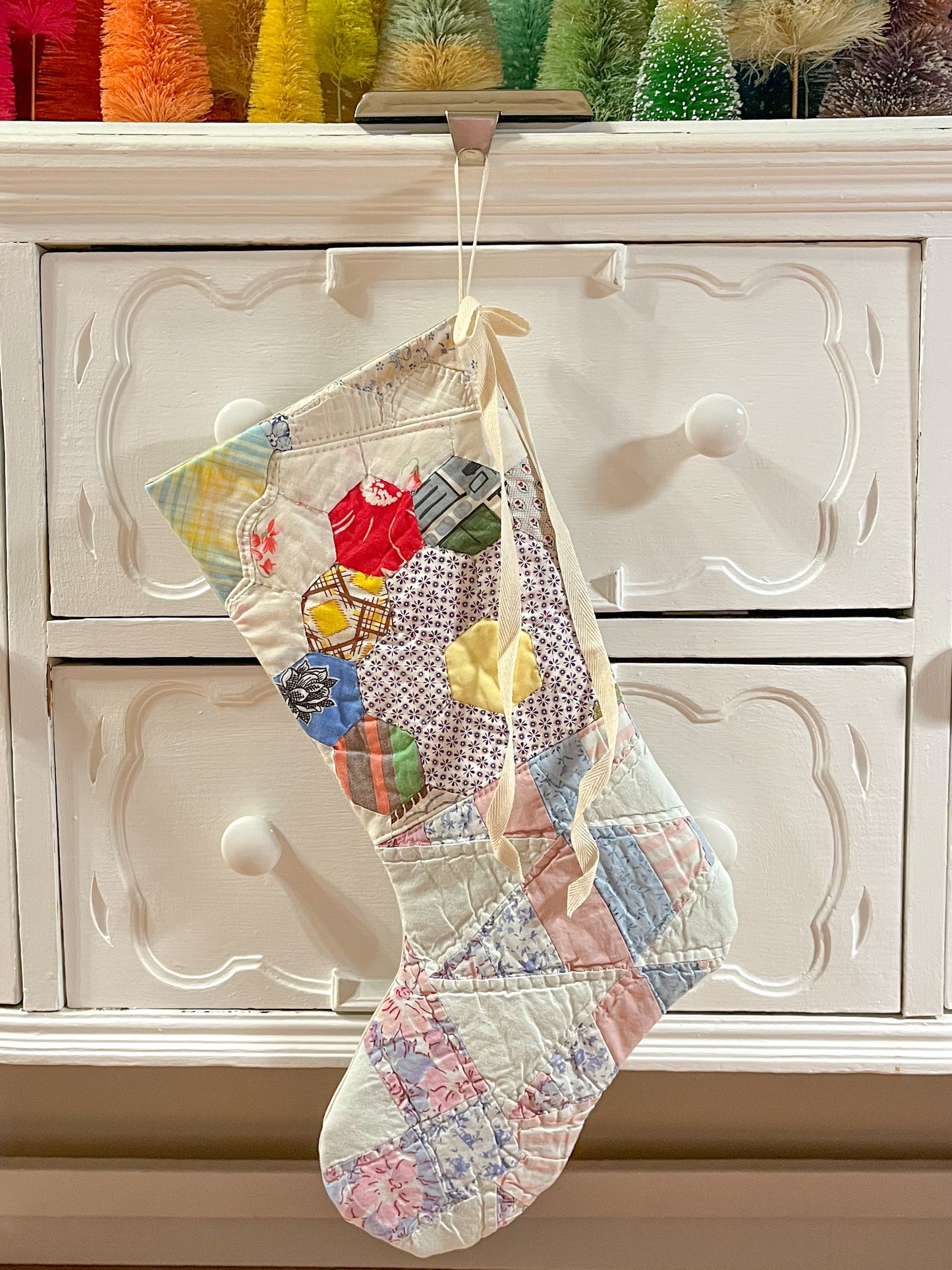 vintage quilt christmas stocking no.8