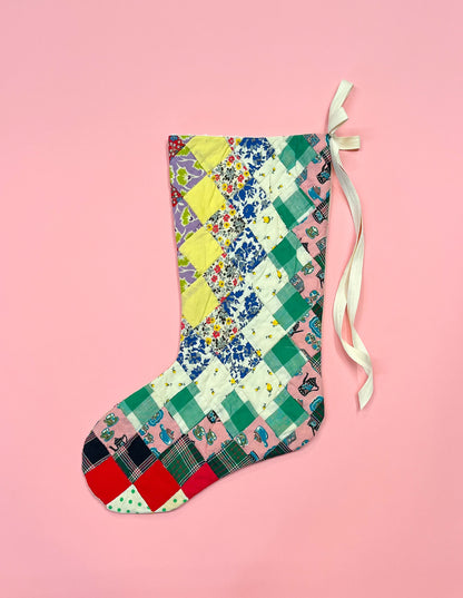 vintage quilt christmas stocking no.20
