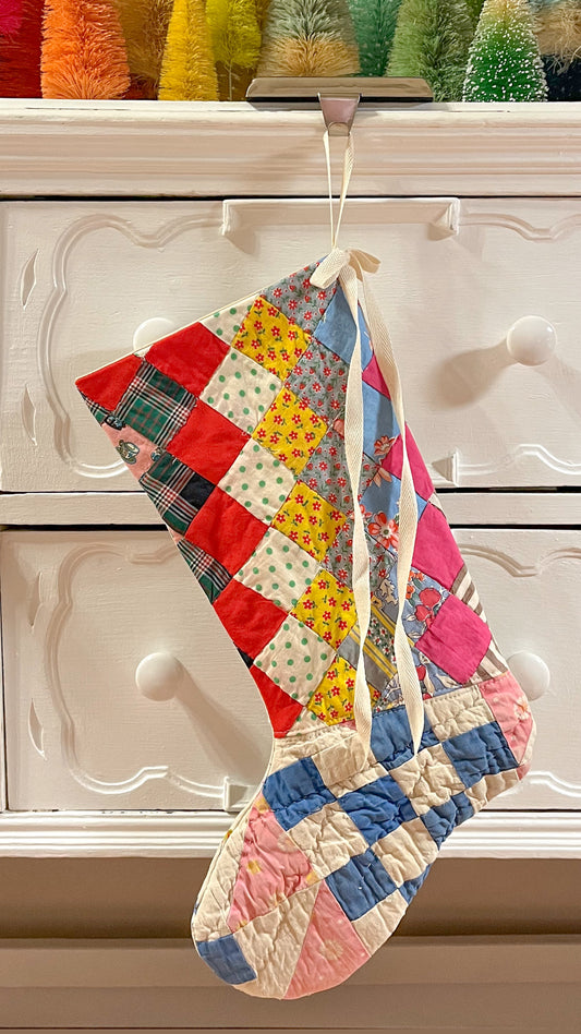 vintage quilt christmas stocking no.10